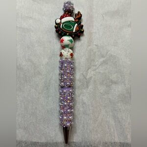 Beaded Purple Pearl Football 🏈 Holiday Ballpoint Pen